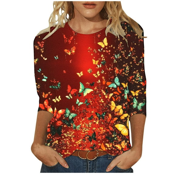 Women Blouse 3/4 Sleeve Petite, Blouses & Button-Down Shirts Petite Women Workout Tops Long Women Fashion Tops Summer Generic Womens Tops my orders