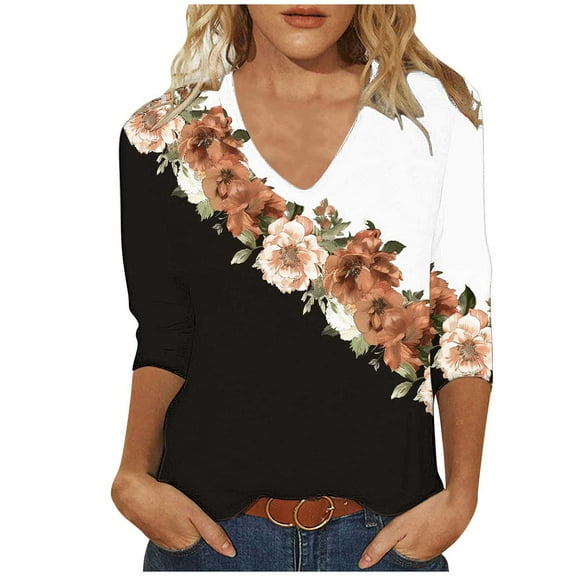 Women Blouse 3/4 Sleeve Petite, Blouses for Women Casual Petite Buy Again My Orders White Summer Tops for Women Cotton Previous Orders my orders
