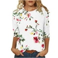 thumbnail image 1 of Women Blouse 3/4 Sleeve Petite, Blouses for Women Dressy Casual Semi Formal Shirts Yellow Cute Graphic Crop Tops for Women Plus Size Golf Shirts for Women Dry Fit, 1 of 5