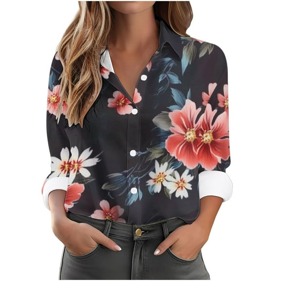 Women Blouse 3/4 Sleeve Petite, Button Down Blouses for Women Dressy Casual Workout Tops for Women Plus Size Vacation Summer Tops for Women Over 50 Previous