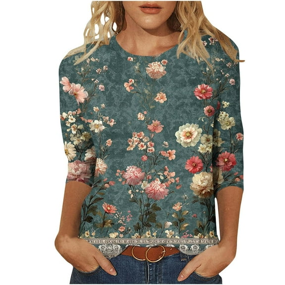 Women Blouse 3/4 Sleeve Petite, Ladies Tops And Blouses Dressy Shirts for Women Dry Fit Work Women Fashion Tops 2026 Red Shirts for Women Dry Fit