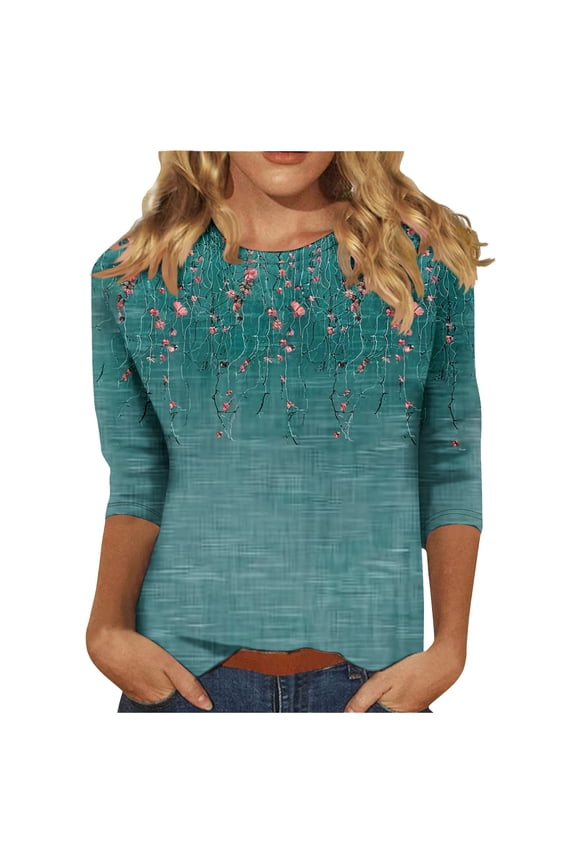 Women Blouse 3/4 Sleeve Petite, Plus Size Cotton T Shirts Loose Workout Tops for Women Loose Dressy Summer Tops for Women 2025 Drop Shoulder Longline my orders