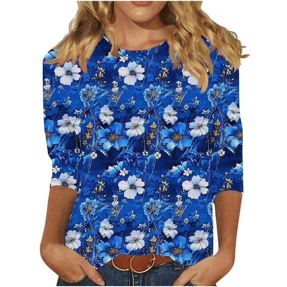 Women Blouse 3/4 Sleeve Petite, Plus Size Shirts for Leggings Summer Tops for Women 2026 and Tees Shirt Womens Summer Tops Dressy Casual for Older Women Try Before You Buy