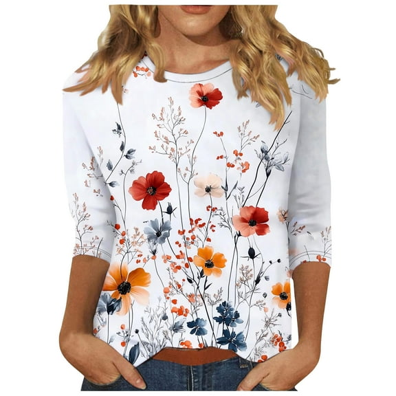 Women Blouse 3/4 Sleeve Petite, Plus Size Womens Shirts Long Generic Brand Tops for Women Women Summer Tops 2025 Buy Again My Orders my orders