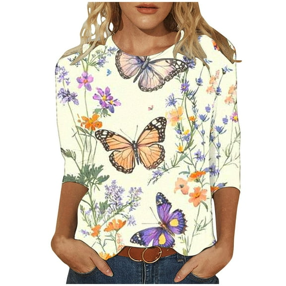 Women Blouse 3/4 Sleeve Petite, Plus Size Womens Shirts Short Sleeve Past Summer Tops With Short Sleeves for Women Over 50 Summer Shirts for Teens Modest