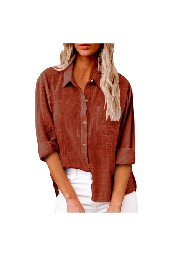 Women Blouse 3/4 Sleeve Petite, Plus Size Womens Shirts Trendy Athletic Tops Women Pack Women Tank Tops Loose Cotton Summer Button Boho Top