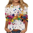 thumbnail image 1 of Women Blouse 3/4 Sleeve Petite, Plus Size Womens Shirts Womens Sports Tops With Built In Bra Summer Tops for Women 2026 Trendy Boho Summer Shirts for Teens Modest, 1 of 5