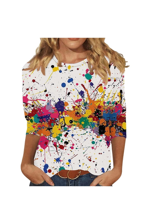 Women Blouse 3/4 Sleeve Petite, Plus Size Womens Shirts Womens Sports Tops With Built In Bra Summer Tops for Women 2026 Trendy Boho Summer Shirts for Teens Modest