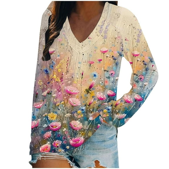 Women Blouse 3/4 Sleeve Petite, Shirts for Women Plus Size Workout Shirts Women Pack Womens Summer Tops V Neck Warehouse Today Shipping