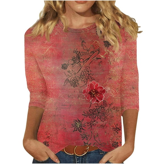 Women Blouse 3/4 Sleeve Petite, Shirts for Women Trendy Summer Plus Size Womens Sports Tops Xl Womens Tunic Tops Dressy Casual 3/4 Sleeve Past
