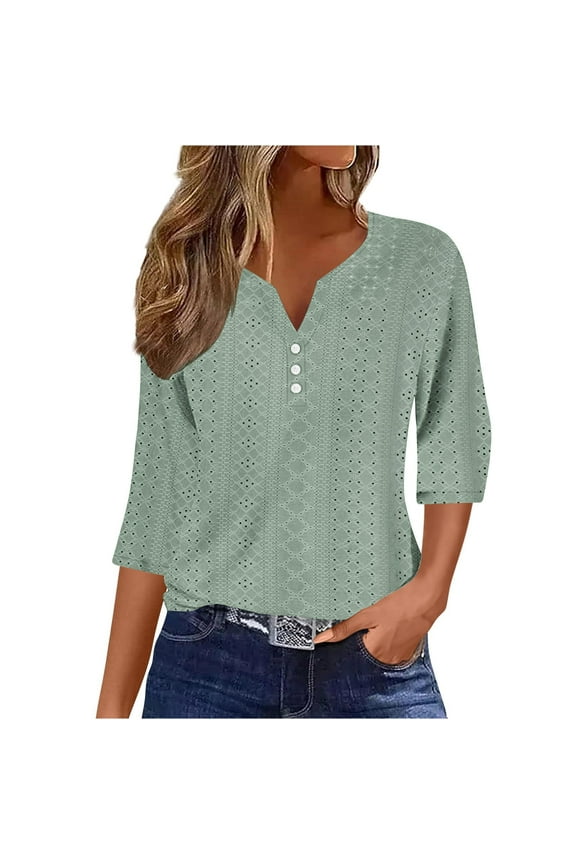 Women Blouse 3/4 Sleeve Petite, Shirts for Women Plus Size Generic Brand Tops for Women Women Fashion Tops 2025 Previous Orders my orders
