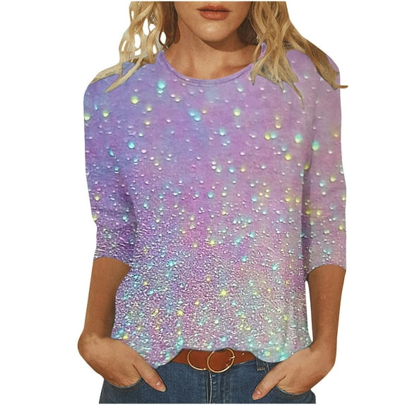 Women Blouse 3/4 Sleeve Petite, Short Sleeve Shirts for Women Loose Tank Tops for Women 2026 Vacation Summer Tops for Women Over 50 Dry Fit Shirts for Women