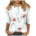 thumbnail image 1 of Women Blouse 3/4 Sleeve Petite, Soft T Shirts Loose Graphic Tees Vintage Women Short Sleeve Tops Dressy Button Down Shirts Green, 1 of 5