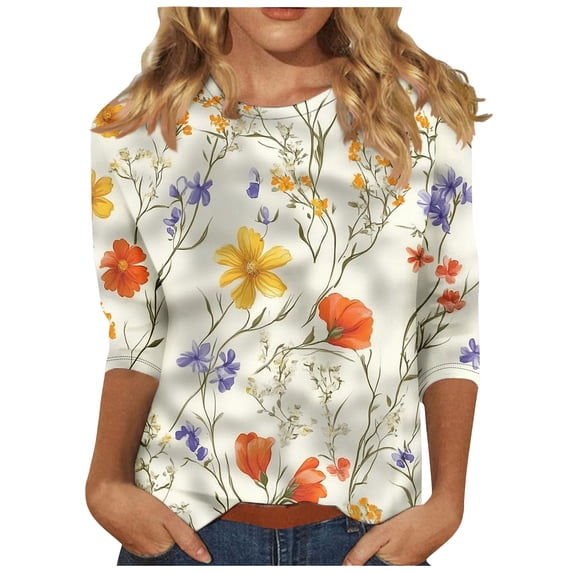 Women Blouse 3/4 Sleeve Petite, Summer Blouses for Women 2025 Boho Generic Womens Tops Womens Summer Tops Casual Boho Buy Again My Orders my orders