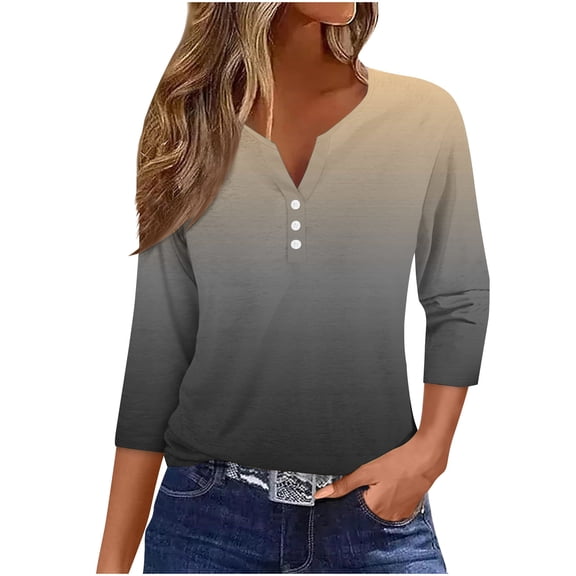 Women Blouse 3/4 Sleeve Petite, Summer Blouses for Women 2025 Plus Size Athletic Tops Women Cropped Women Tank Tops Loose Cotton Crew Neck Tops Grey my orders