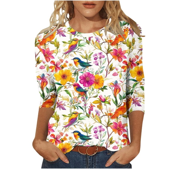 Women Blouse 3/4 Sleeve Petite, Tshirts Shirts Graphic Vintage Plus Size Athletic Tops Women Sleeveless Womens Summer Tops Casual Plus Size Semi Formal Shirts Yellow