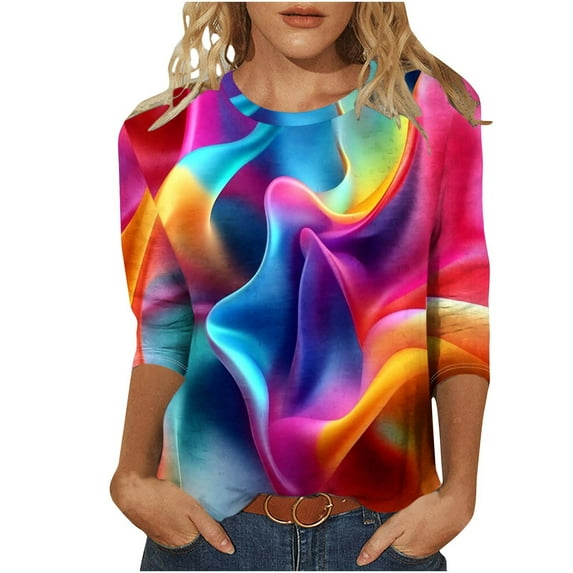 Women Blouse 3/4 Sleeve Petite, Women Blouses Elegant Casual Short Sleeve Drop Shoulder Longline Womens Tops Dressy Casual 3/4 Sleeve V Neck 2026 Spring Outfits Fall Fashion Must Haves