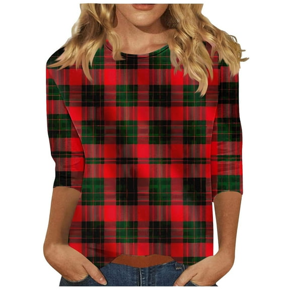 Women Blouse 3/4 Sleeve Petite, Womens Blouses Casual Plus Size Summer Chic Clothes for Women Over 50 Womens Summer Tops V Neck Summer Button Boho Top