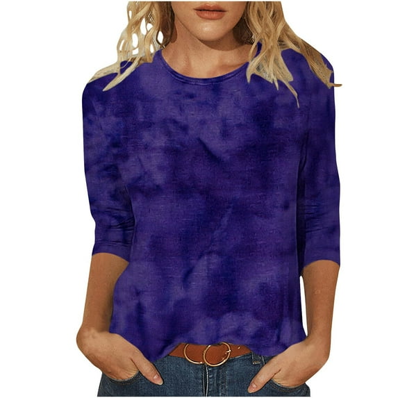 Women Blouse 3/4 Sleeve Petite, Womens Blouses Casual Summer Warehouse Today Shipping Womens Summer Tops Casual Country V Neck Tee Shirts Drop Shoulder Longline