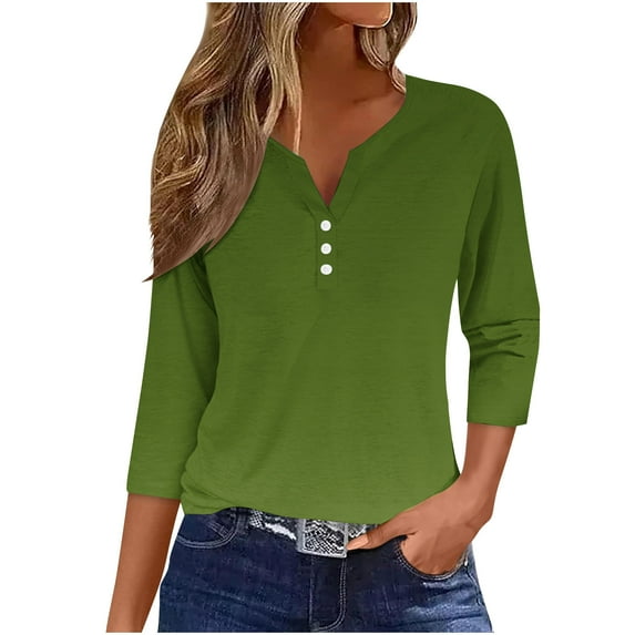 Women Blouse 3/4 Sleeve Petite, Womens Blouses Dressy Casual White Try Before You Buy Womens Clothing Summer Crop Tops for Women 2026 Summer Shirts for Teens Modest