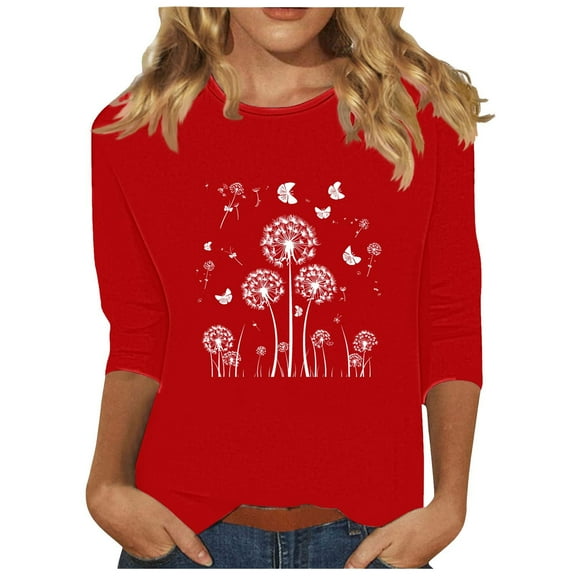 Women Blouse 3/4 Sleeve Petite, Womens Blouses And Tops Dressy Tummy Coverage Basic Fitted Tees Plus Size Summer Tops for Women 2025 Trendy Crop Generic Womens Tops my orders