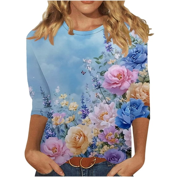 Women Blouse 3/4 Sleeve Petite, Womens Funny T Shirts V Neck Basic Fitted Tees Womens Summer Tops Casual Purple Generic Womens Tops