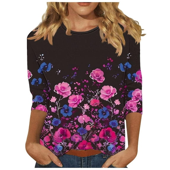 Women Blouse 3/4 Sleeve Petite, Womens T Shirts Casual Cotton Summer Shirts for Teens Modest Womens Tops Dressy Casual Sexy Spring Generic Womens Tops my orders