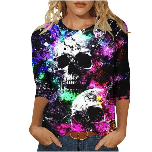 Women Blouse 3/4 Sleeve Petite, Womens T Shirts Graphic Pack Generic Womens Tops Hide Belly Women Short Sleeve Tops Casual Short Sleeve Button Up Shirts for Women Print