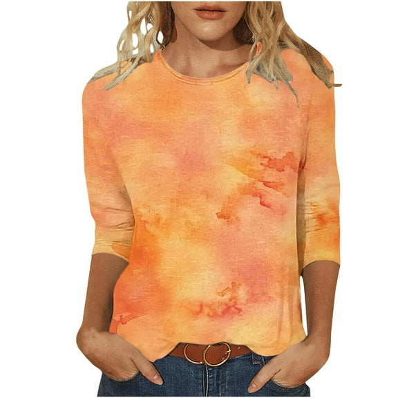 Women Blouse 3/4 Sleeve Petite, Womens T Shirts Loose Cotton Basic Fitted Tees Set Summer Tops for Women 2025 Work Hide Belly Tunic 2025 Summer my orders