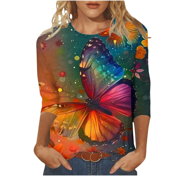 Women Blouse 3/4 Sleeve Petite, Work Out Shirts Gym Loose Pack Workout Shirts Women Women Short Sleeve Tops Casual Generic Brand Tops for Women