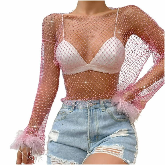 Women Blouse, Backless Sequin Crop Tops for Women Metallic Sparkly Tassels Bikini Body Chain Festival Nightclub Outfits