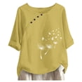 thumbnail image 1 of Women Blouse Casual Button Printed O-Neck Short Sleeve Leisure Shirt Blouses Tops Party Ladies Streetwear Dailywear, 1 of 4