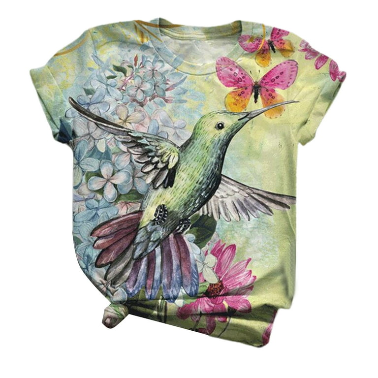 hummingbird print blouse