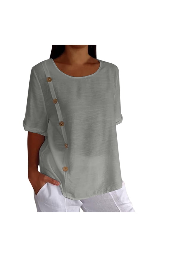Women Blouses Active Shirt Women Back Blouse Maternity Leotard Shirts T Shirts Western T Womens plus Tops Dressy Casual V Neck Shirt Pack Sheer Blouse Top Long Sleep Top Womens Ladies Grey M