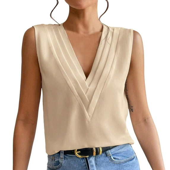 Women Blouses Athletic Apparel Short Sleeve Tunic Tops Nice Dressy Shirts for Women Shirt Womens plus V Neck Pullover 4xlt T Shirts Womens Casual Tops Solid Color Slouchy Tees Outdoor Beige S