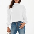 thumbnail image 1 of Women Blouses Basic Travel Vacation Party Classic Loose Fit Long Sleeve Comfortable Elegant Chic Blouse Top Daily Stylish Clothes, 1 of 5