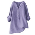 thumbnail image 1 of Women Blouses Basic Travel Vacation Party Classic Solid Color Loose Plus Size Long Texture Dress Shirt Business Work Tops, 1 of 1