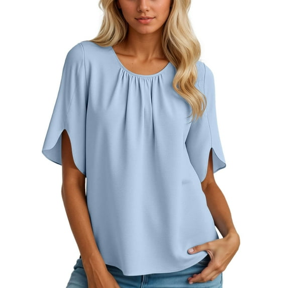 Women Blouses Boating Workout Shirts Long Sleeve Misses Long Sleeve Tees Womens plus Size Tops 3/ 4 Tunic Tops for Women Shirt Fitted Silk plus Size Camisoles Blue S