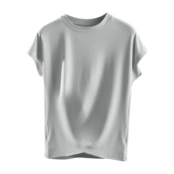 Women Blouses Casual And Fashionable Solid Color Short Sleeved Round Neck Top Plus Size Womens Tops The Summer I Turned Pretty