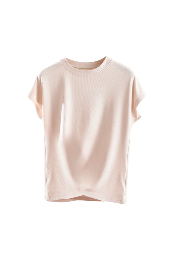 Women Blouses Casual And Fashionable Solid Color Short Sleeved Round Neck Top Plus Size Womens Tops The Summer I Turned Pretty