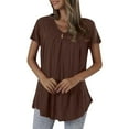 thumbnail image 1 of Women Blouses Casual Loose Solid Color Short-Sleeved V-neck Loose Fit Cute Tee Clothes Trendy Fashion Outfits, 1 of 7