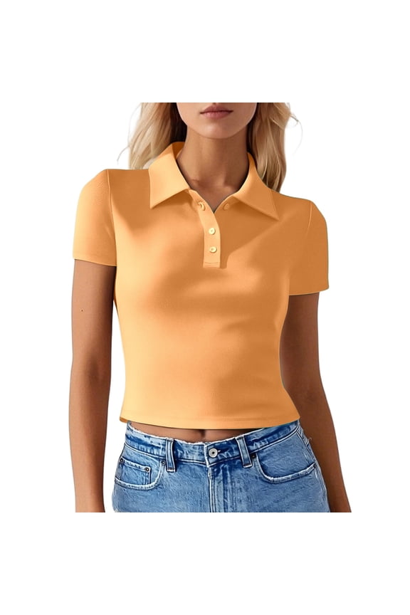 Women Blouses Casual Tee Long Sleeves Blouse Lady May Shirt Oversized Boyfriend Shirt Womens Medium Short Sleeve Shirts Drape Wrap Blouse Summer Short Sleeve plus Womens Dry Wick Shirts Orange 4