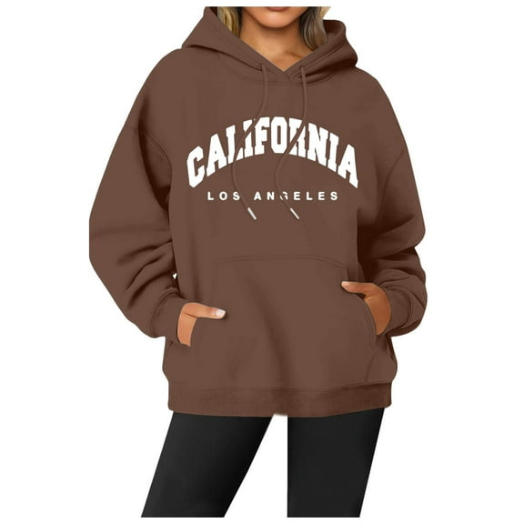 Women Blouses Cowboys Sweatshirt Hoodie for Women Quilted Sweatshirt Shirts Teen Girls Rambling Womens Overs Half Zip Womens Athletic Tops Neon Sweater Warm up Jacket Ladies Soft Pullover Brown L