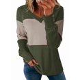 thumbnail image 1 of Women Blouses Dressy Casual Color Block Long Sleeve Shirts V Neck Tops Fall Outfits  Green M, 1 of 6