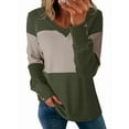 thumbnail image 1 of Women Blouses Dressy Casual Color Block Long Sleeve Shirts V Neck Tops Fall Outfits  Green S, 1 of 4