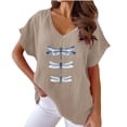 thumbnail image 1 of Women Blouses Elegant Casual Beige Tshirts Shirts Graphic Summer Shirts for Island Vacation, 1 of 4