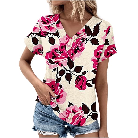 Women Blouses Elegant Casual Short Sleeve Shirts to Wear with Leggings Fitted Basic Tees 3/4