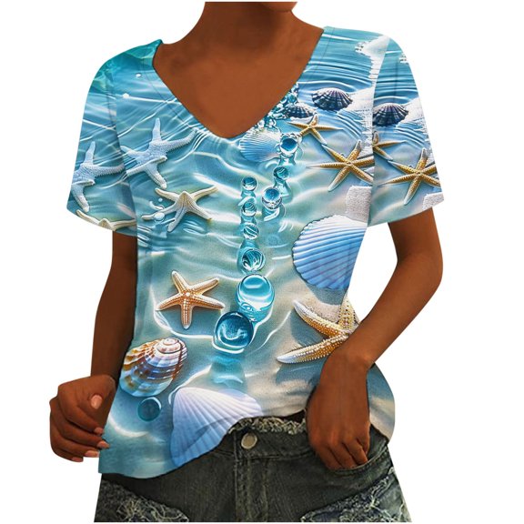 Women Blouses Elegant Casual Short Sleeve T Shirts Loose Fit Short Sleeve Tunic Tops for Women 2025