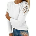 thumbnail image 1 of Women Blouses Fall Floral Womens Top Big Button Shirt under Scrub Shirt Long Sleeve Back Short 3x Tees for Women plus Size Blouses for 3x Silk Button up School Walkout Teacher Silk down White S, 1 of 5