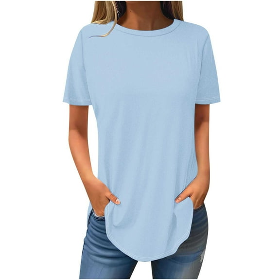 Women Blouses Fashion Sold Short Sleeves Blouse Round Neck Casual Plus Size Womens Tops The Summer I Turned Pretty
